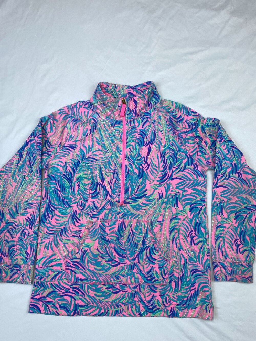 Lilly Pulitzer Girls Skipper Popover Fronds Place Pink Palm Jacket XL